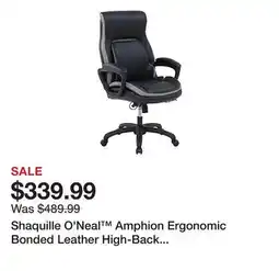 Office Depot Shaquille O'Neal Amphion Ergonomic Bonded Leather High-Back Executive Office Chair, Black offer