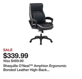 Office Depot Shaquille O'Neal Amphion Ergonomic Bonded Leather High-Back Executive Office Chair, Black offer