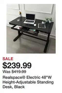 Office Depot Realspace Electric 48W Height-Adjustable Standing Desk, Black offer