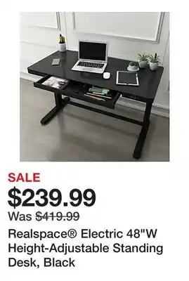 Office Depot Realspace Electric 48W Height-Adjustable Standing Desk, Black offer
