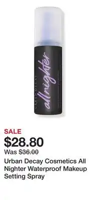 Ulta Beauty Urban Decay Cosmetics All Nighter Waterproof Makeup Setting Spray offer