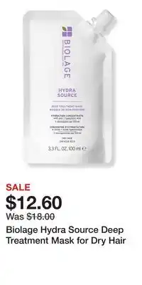 Ulta Beauty Biolage Hydra Source Deep Treatment Mask for Dry Hair offer