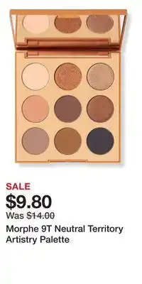 Ulta Beauty Morphe 9T Neutral Territory Artistry Palette offer
