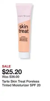 Ulta Beauty Tarte Skin Treat Poreless Tinted Moisturizer SPF 20 offer