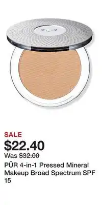 Ulta Beauty PÜR 4-in-1 Pressed Mineral Makeup Broad Spectrum SPF 15 offer