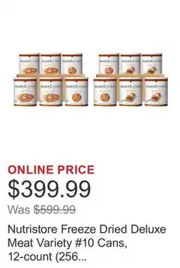 Costco Nutristore Freeze Dried Deluxe Meat Variety #10 Cans, 12-count (256 Total Servings) offer
