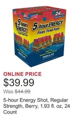 Costco 5-hour Energy Shot, Regular Strength, Berry, 1.93 fl. oz, 24 Count offer