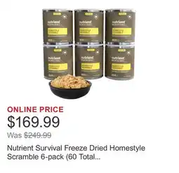 Costco Nutrient Survival Freeze Dried Homestyle Scramble 6-pack (60 Total Servings) offer