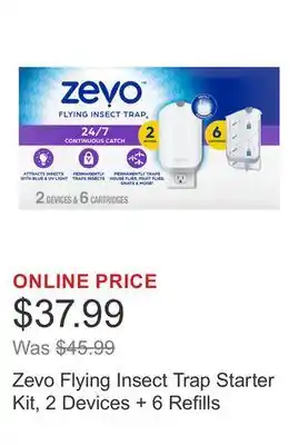 Costco Zevo Flying Insect Trap Starter Kit, 2 Devices + 6 Refills offer