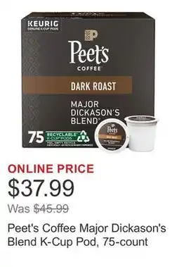 Costco Peet's Coffee Major Dickason's Blend K-Cup Pod, 75-count offer