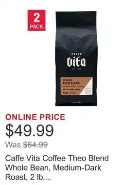 Costco Caffe Vita Coffee Theo Blend Whole Bean, Medium-Dark Roast, 2 lb. bags, 2-pack offer