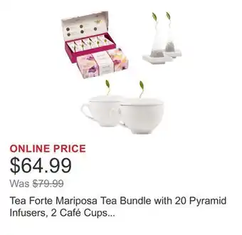 Costco Tea Forte Mariposa Tea Bundle with 20 Pyramid Infusers, 2 Café Cups and 2 Tea Trays offer