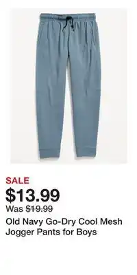 Old Navy Old Navy Go-Dry Cool Mesh Jogger Pants for Boys offer