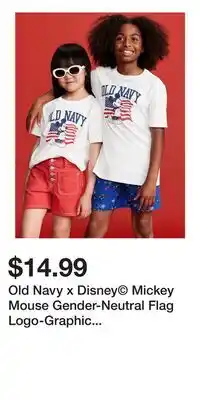 Old Navy Old Navy x Disney Mickey Mouse Gender-Neutral Flag Logo-Graphic T-Shirt for Kids offer