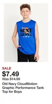 Old Navy Old Navy CloudMotion Graphic Performance Tank Top for Boys offer