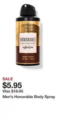 Bath & Body Works Men's Honorable Body Spray offer
