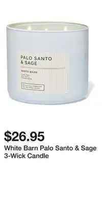 Bath & Body Works White Barn Palo Santo & Sage 3-Wick Candle offer