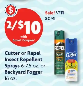Family Dollar Cutter or Repel Insect Repellent Sprays 6‑7.5 oz. or Backyard Fogger 16 oz offer