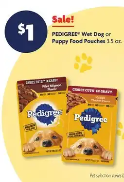 Family Dollar PEDIGREE Wet Dog or Puppy Food Pouches offer