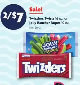 Family Dollar Twizzlers Twists 16 oz. or Jolly Rancher Ropes 10 oz offer