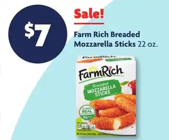 Family Dollar Farm Rich Breaded Mozzarella Sticks offer