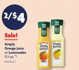Family Dollar Simply Orange Juice or Lemonades offer