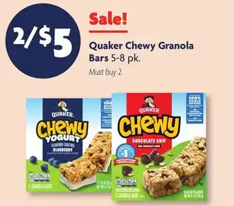 Family Dollar Quaker Chewy Granola Bars offer