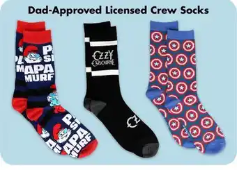 Dollar Tree Dad-Approved Licensed Crew Socks offer
