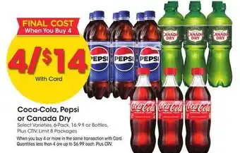 Ralphs Coca-Cola, Pepsi or Canada Dry offer
