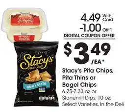 Ralphs Stacy's Pita Chips, Pita Thins or Bagel Chips offer