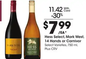 Ralphs Hess Select, Mark West, 14 Hands or Carnivor offer