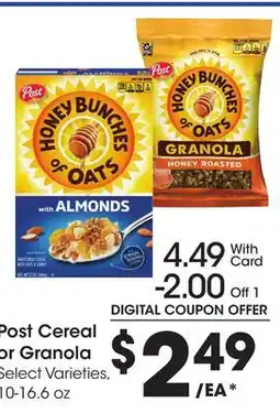 Ralphs Post Cereal or Granola offer