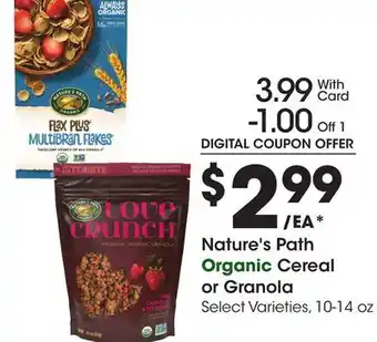 Ralphs Nature's Path Organic Cereal or Granola offer