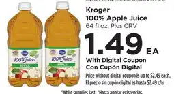 Food 4 Less Kroger 100% Apple Juice offer