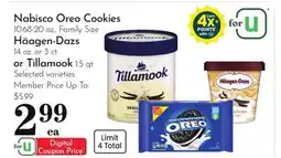 Pavilions Nabisco Oreo Cookies 10.68-20 oz., Family Size Häagen-Dazs 14 oz. or 3 ct. or Tillamook 1.5 qt offer