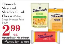 Pavilions Tillamook Shredded, Sliced or Chunk Cheese offer