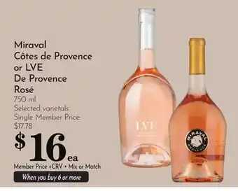 Pavilions Miraval Côtes de Provence or LVE De Provence Rosé offer
