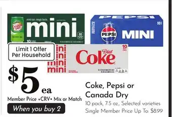 Pavilions Coke, Pepsi or Canada Dry offer