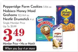 Pavilions Pepperidge Farm Cookies 5-8.6 oz. Nabisco Honey Maid Grahams 12.2-14.4 oz. Nestlé Drumstick 4 ct offer