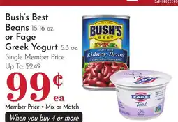 Pavilions Bush's Best Beans 15-16 oz. or Fage Greek Yogurt 5.3 oz offer