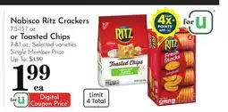 Pavilions Nabisco Ritz Crackers 7.5-13.7 oz. or Toasted Chips 7-8.1 oz offer