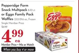 Pavilions Pepperidge Farm Snack Multipack 8-10 ct. or Eggo Family Pack Waffles 23.2-29.6 oz offer