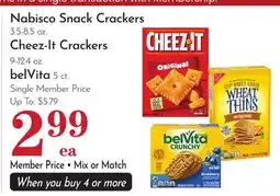 Pavilions Nabisco Snack Crackers 3.5-8.5 oz. Cheez-It Crackers 9-12.4 oz. belVita 5 ct offer