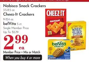 Pavilions Nabisco Snack Crackers 3.5-8.5 oz. Cheez-It Crackers 9-12.4 oz. belVita 5 ct offer