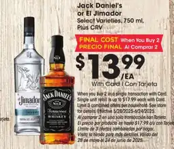 Ralphs Jack Daniel's or El Jimador offer