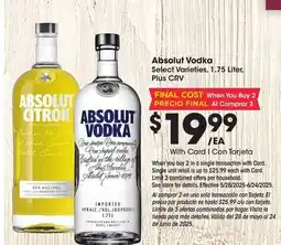 Ralphs Absolut Vodka offer