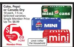 Vons Coke, Pepsi or Canada Dry offer