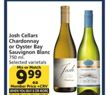 Vons Josh Cellars Chardonnay or Oyster Bay Sauvignon Blanc offer