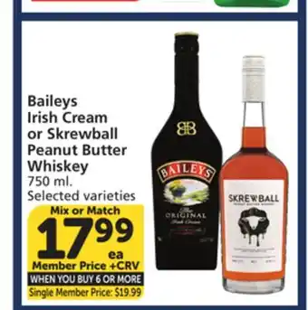 Vons Baileys Irish Cream or Skrewball Peanut Butter Whiskey offer