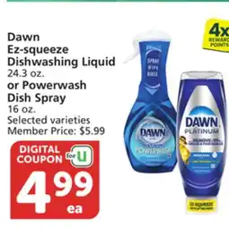 Vons Dawn Ez-squeeze Dishwashing Liquid 24.3 oz. or Powerwash Dish Spray 16 oz offer